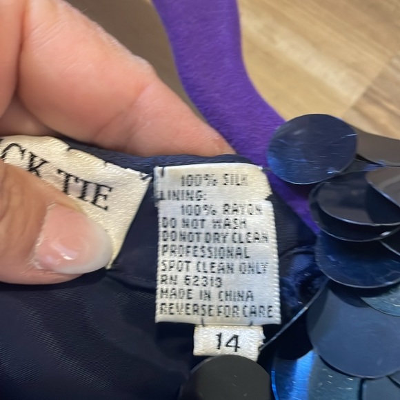 Black Tie  He-Ro Industries Vintage sequined dress Navy Silk Cocktail Evening 14 - Picture 7 of 13